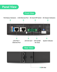 ( POE-SP02BT ) Industrial 90W BT PoE++ Splitter with Dual DC Outputs, DC24V and Switchable DC5/9/12/20V