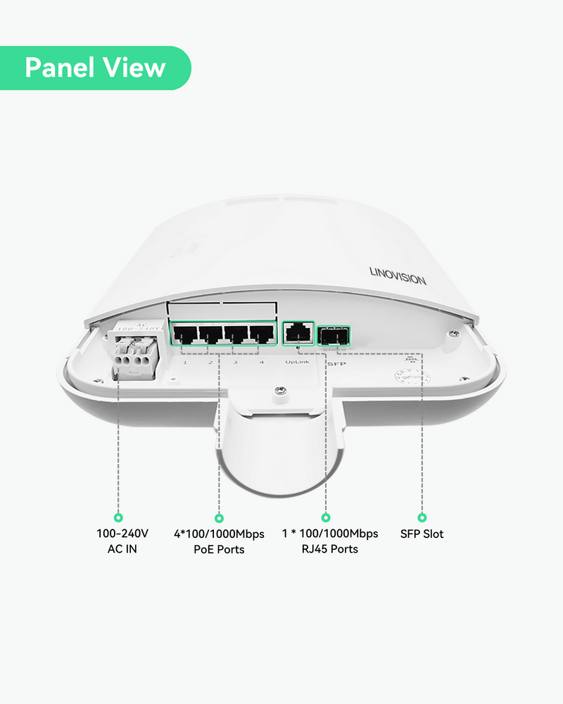 ( POE-SW606GP ) 4 Ports Full Gigabit Outdoor PoE Switch with 1 GE and 1 SFP Uplinks, 6KV PoE Surge Protection