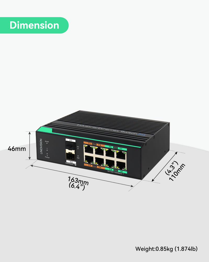 8 Ports 360W Full Gigabit Managed PoE Switch, 4 BT 90W PoE Ports