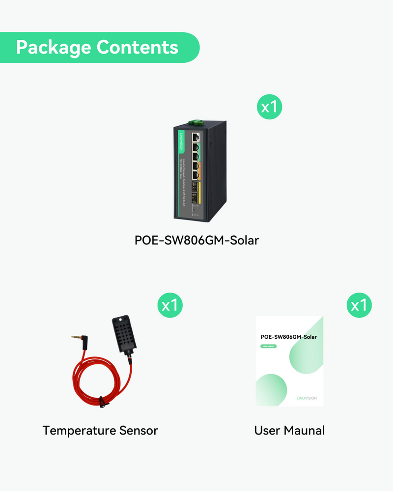 (POE-SW806GM-Solar) L2 Managed Solar PoE Switch with Built-in MPPT Solar Charge Controller