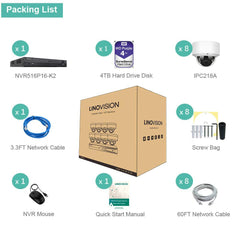 16 Channel 4K IP PoE Security Camera System 16ch 4K NVR and 8 Outdoor 8MP Dome PoE IP Cameras with 4TB HDD - LINOVISION US Store