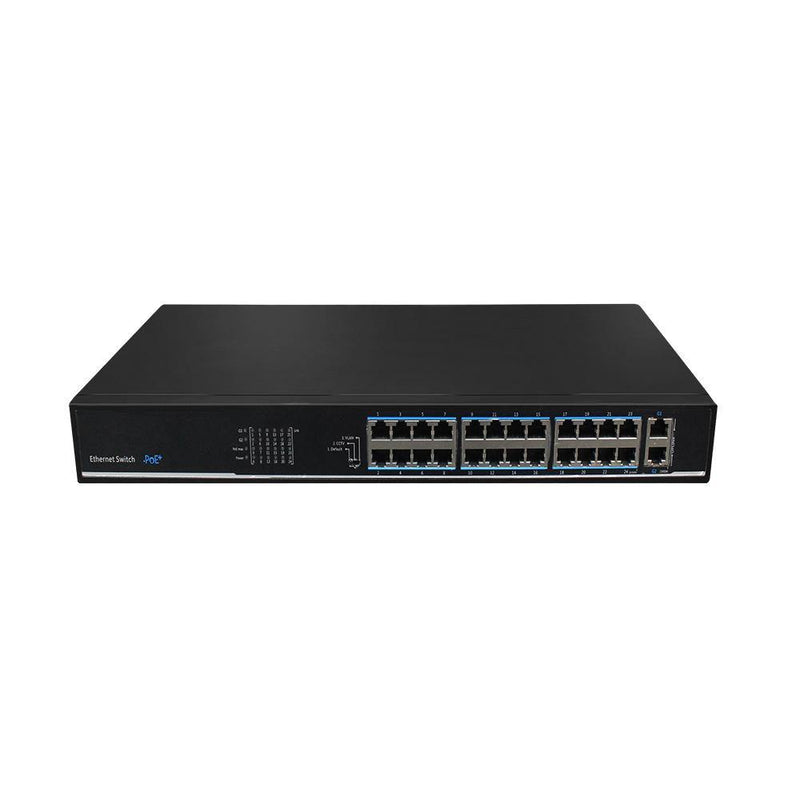 24 Port PoE Switch, 802.3at/af PoE+ 250W Unmanaged Switch with 2 Gigabit Uplink Ports, Support PoE Automatic Reboot and One Key Vlan Mode - LINOVISION US Store