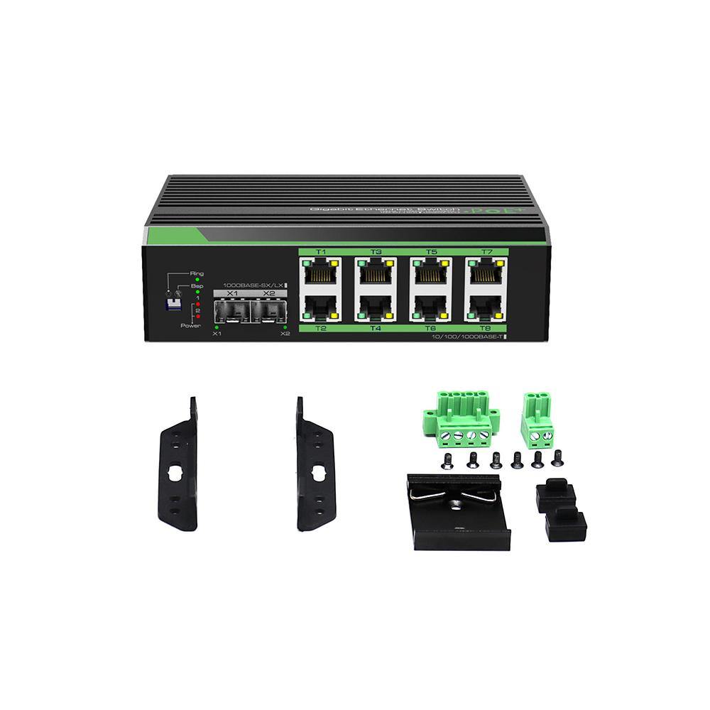 Industrial 8-Port Full Gigabit POE Switch, DC12V ~ DC48V Input