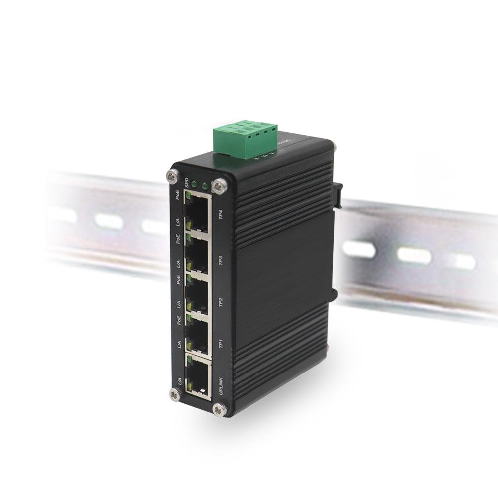 5 Ports Full Gigabit POE Switch supports DC12V ~ DC48V Input with