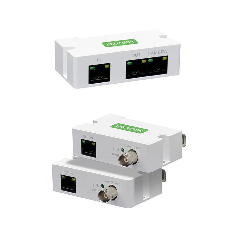 LINOVISION POE Over Coax EOC Converter + Mini Passive 2 Port POE Extender IP Over Coax Max 3000ft Power and Data Transmission Over Regular RG59 Coaxial Cable - LINOVISION US Store