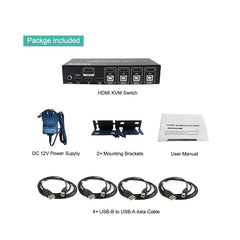 4K HDMI KVM Switch 4 Port USB KVM HDMI Switch, Support Button Switch,Hotkey Switch and Auto Scan Switch - LINOVISION US Store