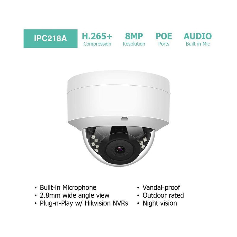 16 Channel 4K IP PoE Security Camera System 16ch 4K NVR and 8 Outdoor 8MP Dome PoE IP Cameras with 4TB HDD - LINOVISION US Store