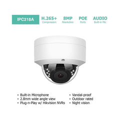 16 Channel 4K IP PoE Security Camera System 16ch 4K NVR and 8 Outdoor 8MP Dome PoE IP Cameras with 4TB HDD - LINOVISION US Store