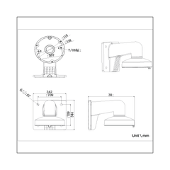 DS-1272ZJ-110 wall-mount bracket  for  Hikvision Dome Camera DS-2CD2142FWD-I   White Aluminum alloy - LINOVISION US Store