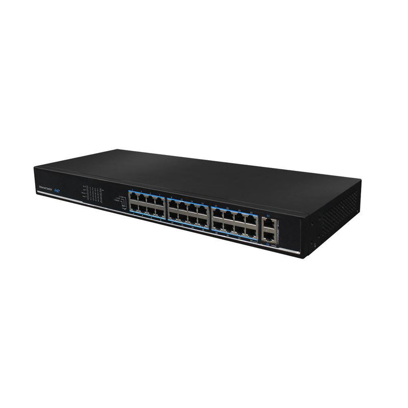 24 Port PoE Switch, 802.3at/af PoE+ 250W Unmanaged Switch with 2 Gigabit Uplink Ports, Support PoE Automatic Reboot and One Key Vlan Mode - LINOVISION US Store