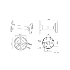 Pendant mount bracket for Hikvision turret dome camera White Aluminum alloy DS-1271ZJ-130-TRL - LINOVISION US Store
