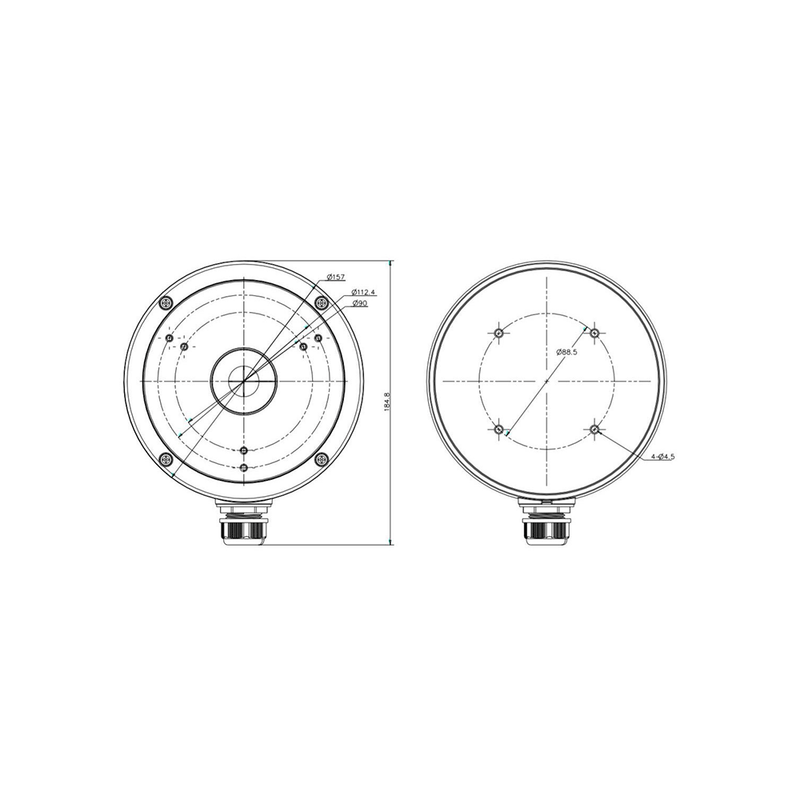 Junction box for Hikvision turret dome camera White Aluminum alloy DS-1280ZJ-M - LINOVISION US Store