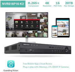16 Channel 4K IP PoE Security Camera System 16ch 4K NVR and 16 8MP Colorful Night Vision Turret PoE IP Cameras with 4TB HDD Support Audio Night Vision POE Plug-n-Play - LINOVISION US Store