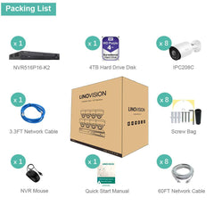 16 Channel 4K IP PoE Security Camera System 16ch 4K NVR and 8 8MP Colorful Night View Bullet PoE IP Cameras with 4TB HDD Support Audio Night Vision POE Plug-n-Play - LINOVISION US Store