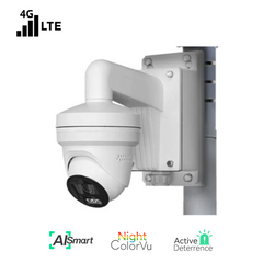 4G LTE Wireless 4MP AI Smart Turret Dome Camera with Night ColorVu, Active Deterrence Light and Two-Way Talk, 256GB Storage