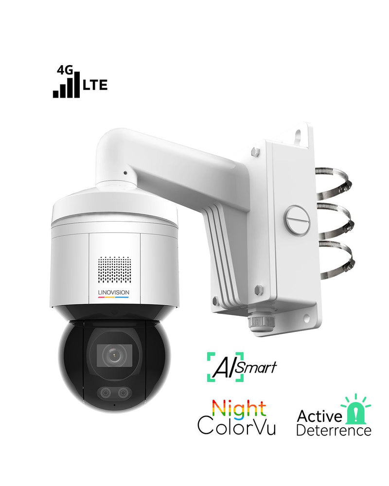 4G LTE Wireless 4MP Mini PT Dome Camera with AI human & vehicle classification, 24hr Night ColorVu, and Two Way Talk