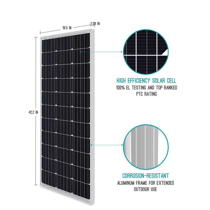 100 Watt 12 Volt Monocrystalline Solar Panel, Compact Design 42.2 X 19.6 X 1.38 in - LINOVISION US Store