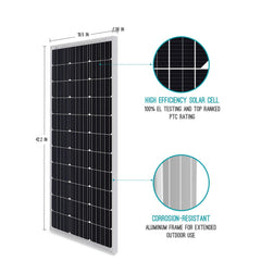 100 Watt 12 Volt Monocrystalline Solar Panel, Compact Design 42.2 X 19.6 X 1.38 in - LINOVISION US Store