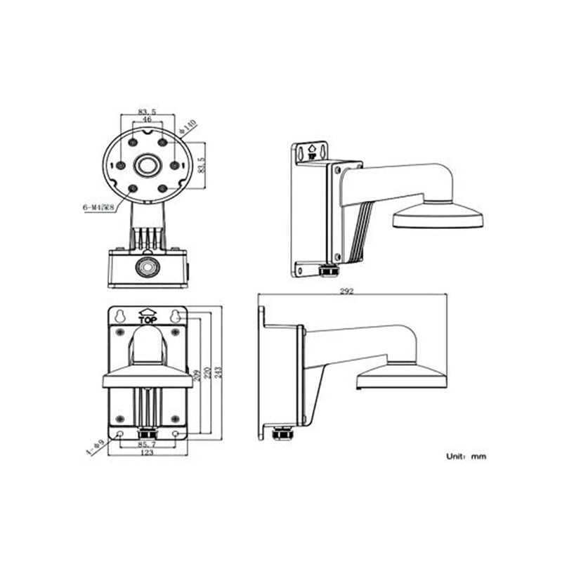 DS-1273ZJ-140B Wall Mount Bracket with Junction Box for Hikvision Dome IP Camera DS-2CC51XXPN-VF