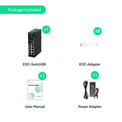 8-Port EOC & POE Hybrid Switch, Up to 2,500ft POE + Data Transmission over Cat5E Network Cable or Coaxial Cable, Simply cabling and plug-n-play - LINOVISION US Store