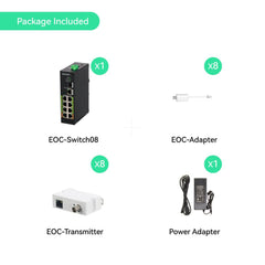 8 Port Industrial POE & EOC Hybrid ePOE Switch with Ethernet Over Coax Technology Supports POE Over Coax Transmission Comes with 8 EOC Adapters and EOC Transmitters - LINOVISION US Store