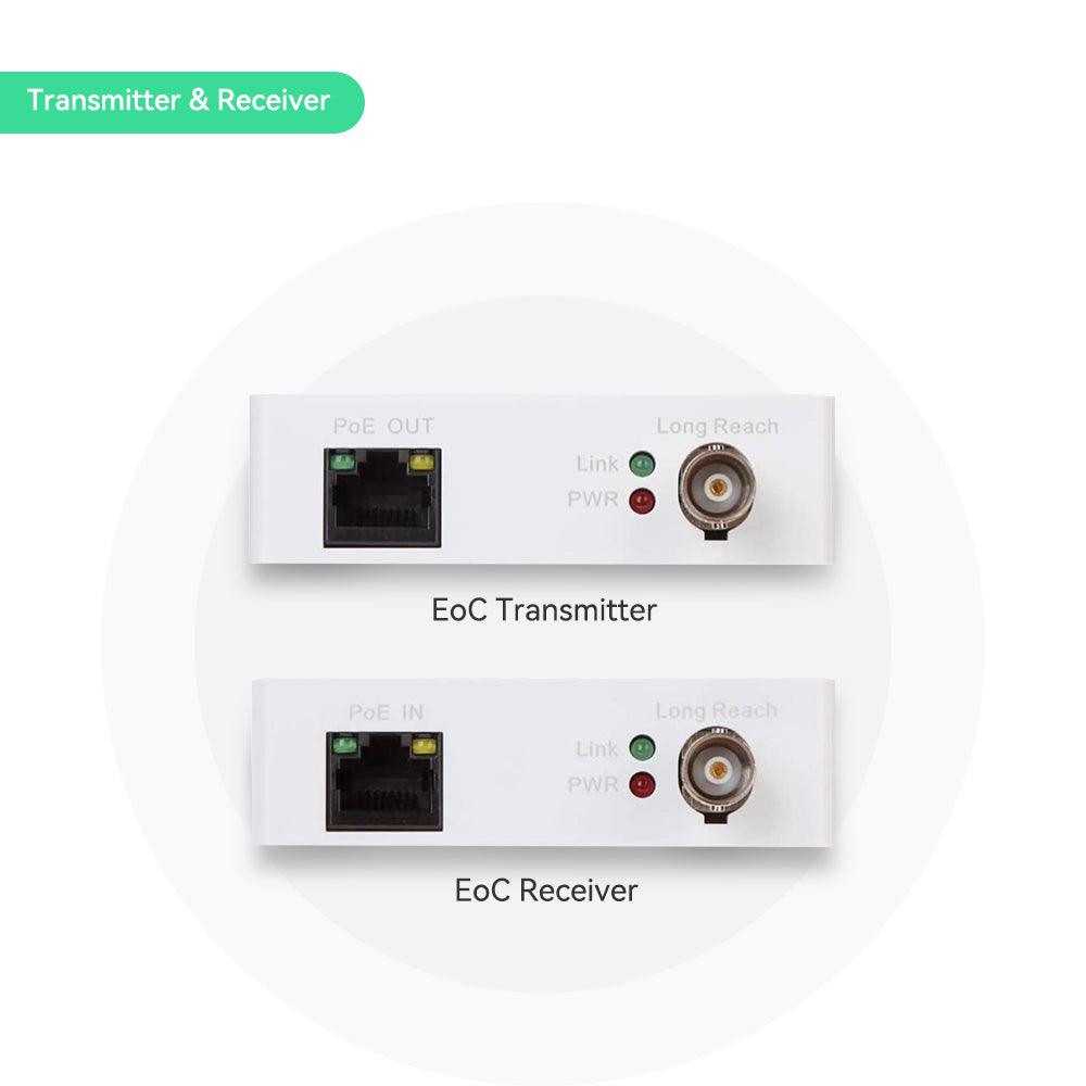 GetUSCart- 【Upgraded】 LINOVISION POE Over Coax EOC Converter+ Mini Passive  2 Port POE Extender IP Over Coax Max 3000ft Power and Data Transmission  Over Regular RG59 Coaxial Cable