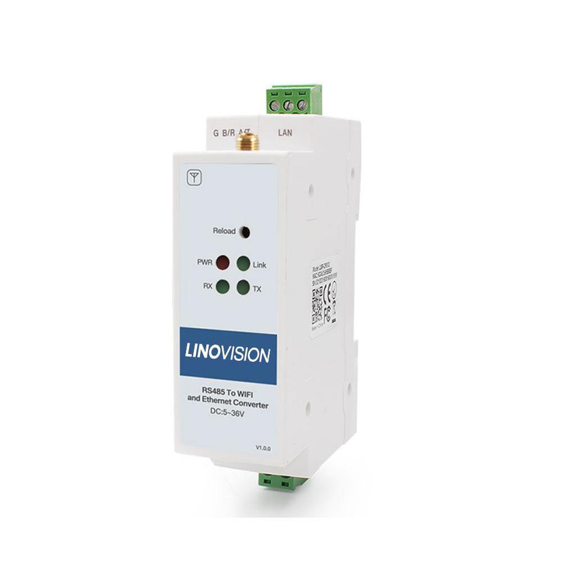 Serial Device Server to Convert 1-Port RS485 to Ethernet/Wi-Fi with DIN Rail Mounting - LINOVISION US Store