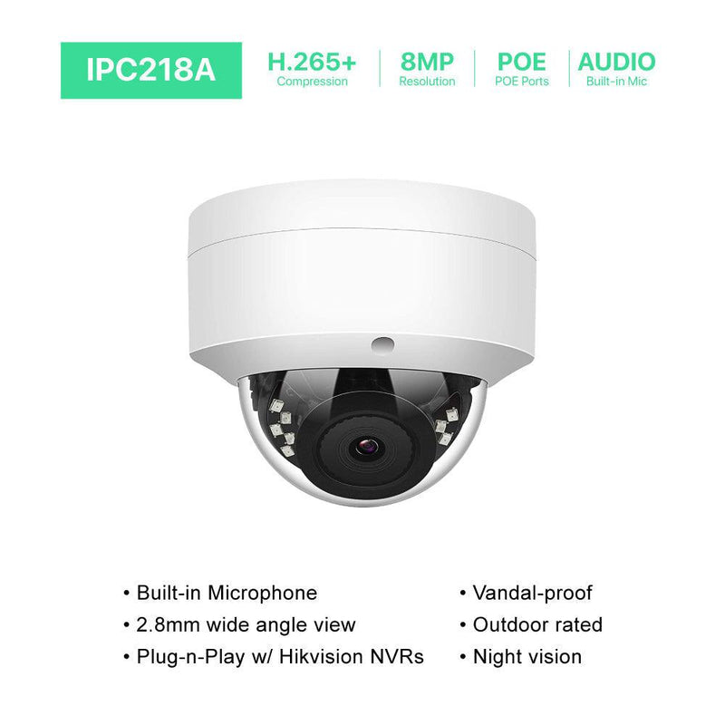 8 Channel 4K IP PoE Security Camera System 8ch 4K NVR with 2TB HDD and 8 Outdoor 8MP PoE IP Dome Cameras - LINOVISION US Store