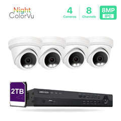 8 Channel 8MP PoE IP Camera System 8CH 4K NVR and 4 Pcs 8MP Night ColorVu PoE Turret Security Cameras with 2TB HDD - LINOVISION US Store