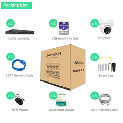 8 Channel 5MP PoE IP Camera System 8CH 4K NVR and 6 Pcs 5MP Night ColorVu PoE Turret Security Cameras with 2TB HDD - LINOVISION US Store