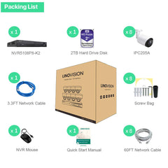 8 Channel 4K PoE IP Camera System 8 Channel 4K NVR and 8 Pcs 5MP PoE Bullet Security Cameras with 2TB HDD - LINOVISION US Store