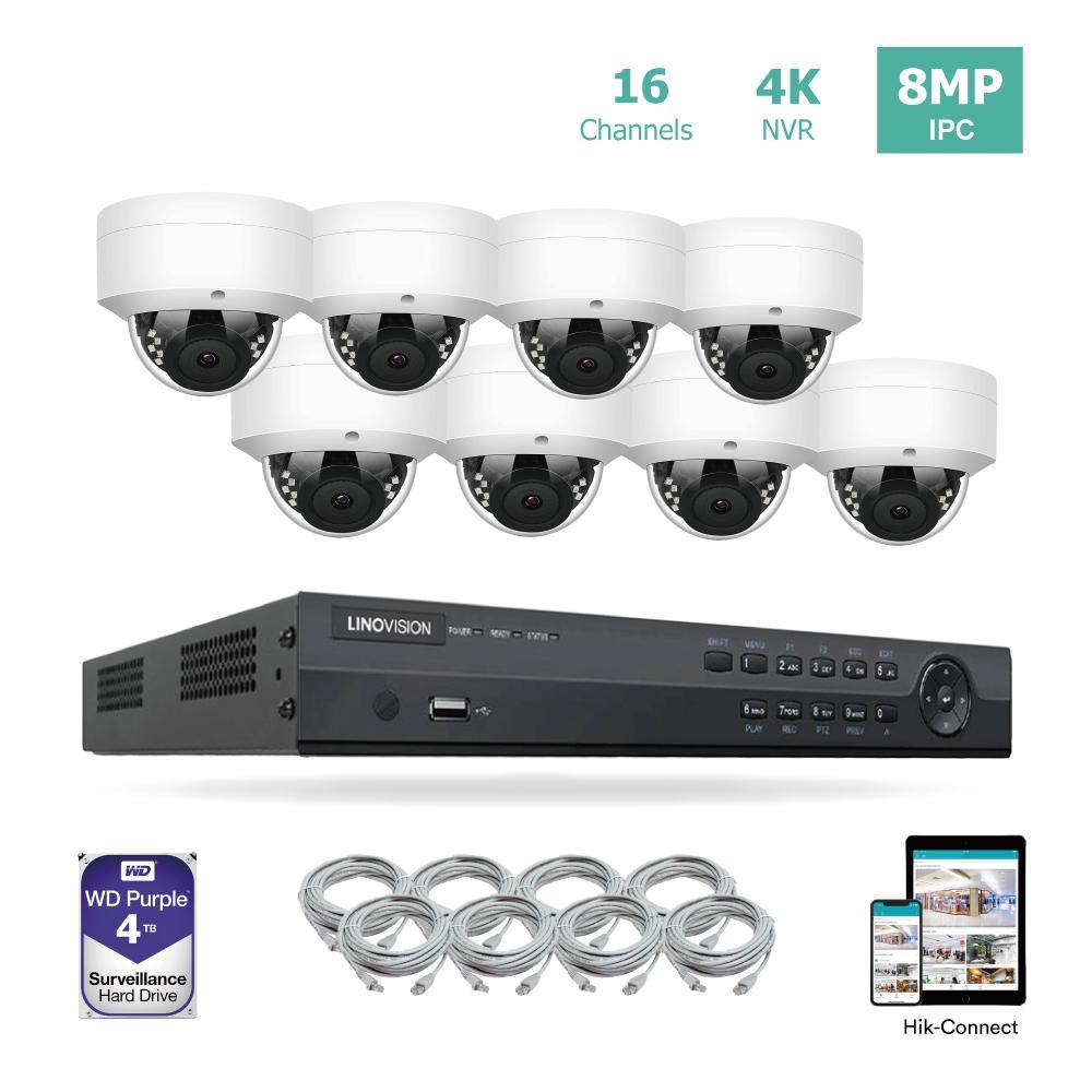 8MP 4K Security Camera Dome with Mic