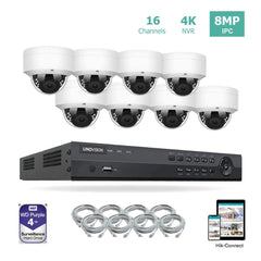 16 Channel 4K IP PoE Security Camera System 16ch 4K NVR and 8 Outdoor 8MP Dome PoE IP Cameras with 4TB HDD - LINOVISION US Store