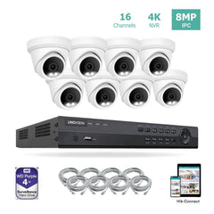16 Channel 4K IP PoE Security Camera System 16ch 4K NVR and 8 8MP Colorful Night Vision Turret PoE IP Cameras with 4TB HDD Support Audio Night Vision POE Plug-n-Play - LINOVISION US Store