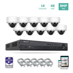 16 Channel 4K IP PoE Security Camera System 16ch 4K NVR and 10 Outdoor 8MP Dome PoE IP Cameras with 4TB HDD - LINOVISION US Store
