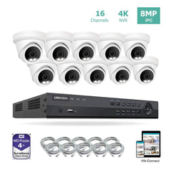 16 Channel 4K IP PoE Security Camera System 16ch 4K NVR and 10 8MP Colorful Night Vision Turret PoE IP Cameras with 4TB HDD Support Audio Night Vision POE Plug-n-Play - LINOVISION US Store
