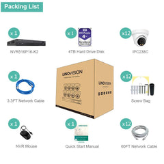 16 Channel 4K IP PoE Security Camera System 16ch 4K NVR and 12 8MP Colorful Night Vision Turret PoE IP Cameras with 4TB HDD Support Audio Night Vision POE Plug-n-Play - LINOVISION US Store