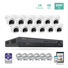 16 Channel 4K IP PoE Security Camera System 16ch 4K NVR and 12 8MP Colorful Night Vision Turret PoE IP Cameras with 4TB HDD Support Audio Night Vision POE Plug-n-Play - LINOVISION US Store