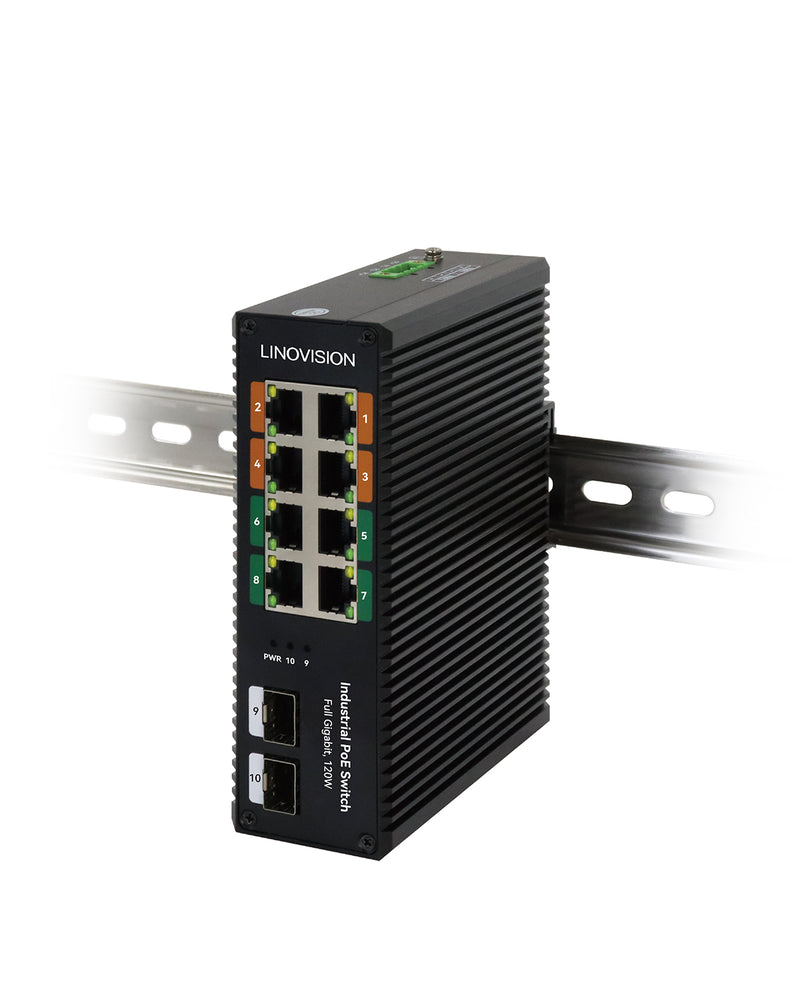 Industrial 8 Ports Full Gigabit PoE Switch with 2 SFP Uplinks, Provide BT 90W  PoE Output