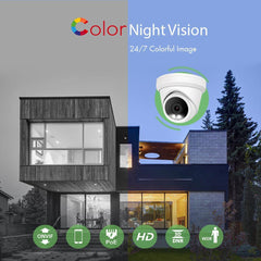 4K ColorVu POE IP Turret Camera support 24hr color night vision with warm white LED and ONVIF NDAA Compliant for commercial video surveillance (IPC238C) - LINOVISION US Store